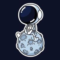 linda astronauta dibujos animados personaje sentado en el Luna. prima vector gráfico activo.