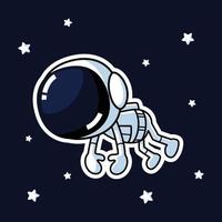 Cute Astronaut Cartoon Character Floats In The Space. Premium Vector Graphic Asset.