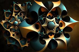 geometric abstract fractal in diffderent gradient colours. Violete, yellow, silver, biege, gold,blue photo