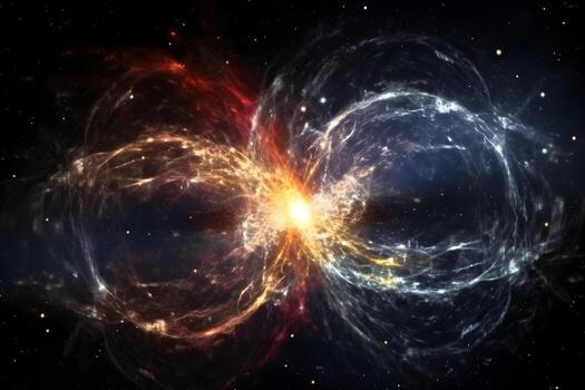 Infinity of space, cosmic nebula stars planets, collision of stars galaxy view photo