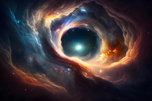 Infinity of space, cosmic nebula stars planets, collision of stars galaxy view photo