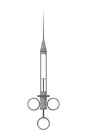 Dental tool injection syringe. Stomatology medicine instrument anesthesia syringe with needle. Medical and dentistry healthcare. Vector illustration in flat style isolated.