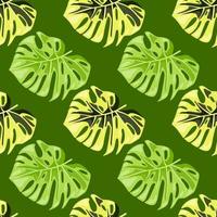 Monstera leaves seamless pattern. Exotic jungle plants endless wallpaper. Leaf background. Hawaiian rainforest floral backdrop. vector