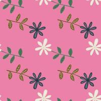 Cute flower seamless pattern. Naive art style. Hand drawn floral endless background. vector