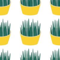 Pattern with grass in a pot for animals, cats, dogs, animal care. vector