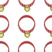 Pattern with collar for dogs, cats, animals, with a medallion. vector