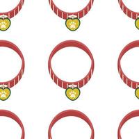 Pattern with collar for dogs, cats, animals, with a medallion. vector