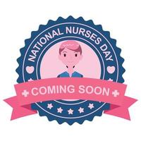 nacional enfermeras día insignia, nacional enfermeras semana, estampilla, logo, emblema, pegatina, enfermero día logo, camiseta diseño, salud diseño elemento, enfermeras día saludos tarjeta vector