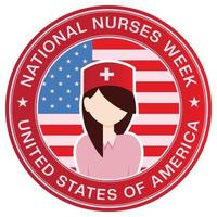 National Nurses Day Badge, National Nurses Week, Stamp, Logo, Emblem, Sticker, Nurse Day Logo, Tshirt Design, Health Design Element, Nurses Day Greetings Card Vector