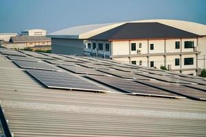 Solar cell panels at solar farm photo