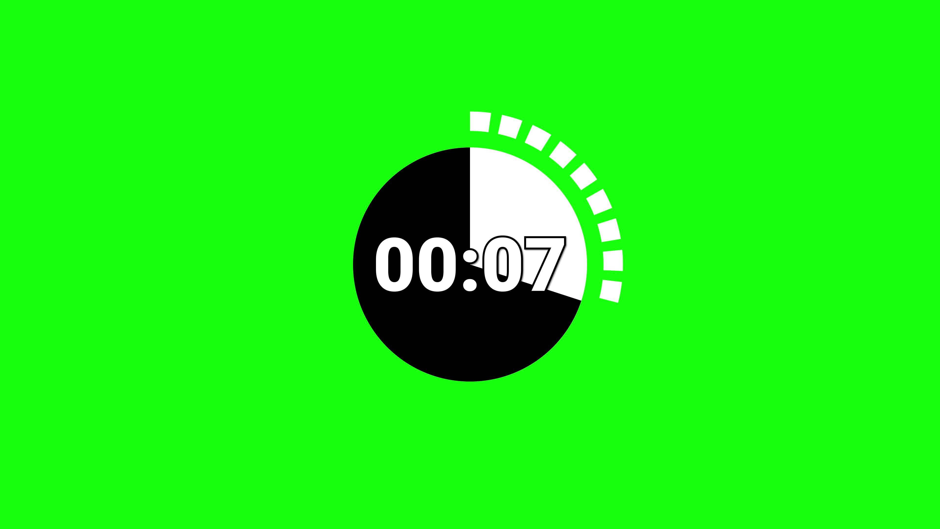 Animation 10 second green screen. Stopwatch icon motion graphics on