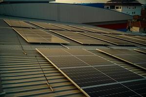 Solar cell panels at solar farm photo