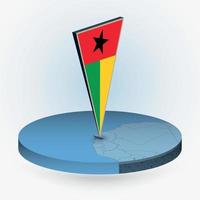 Guinea-Bissau map in round isometric style with triangular 3D flag of Guinea-Bissau vector