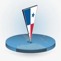 Panamá mapa en redondo isométrica estilo con triangular 3d bandera de Panamá vector