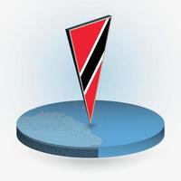 Trinidad and Tobago map in round isometric style with triangular 3D flag of Trinidad and Tobago vector