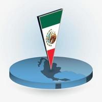 mexico mapa en redondo isométrica estilo con triangular 3d bandera de mexico vector