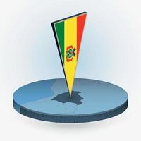 bolivia mapa en redondo isométrica estilo con triangular 3d bandera de bolivia vector