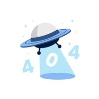 sencillo OVNI volador a espacio con 404 error página para vacío estado ilustración elemento vector