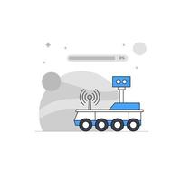 Rover robot space exploration for metaphor no progress empty state ui element illustration vector