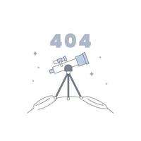 Noting found with telescope at space monitoring planet galaxy star for 404 error message empty state illustration element vector