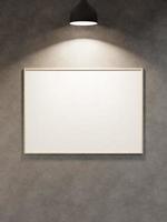 colgando vacío blanco marco colgando en el pared con Mancha ligero foto