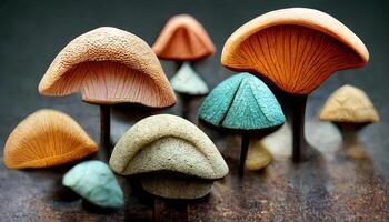 Magic mushroom in the enchanted forest of the eden. photo