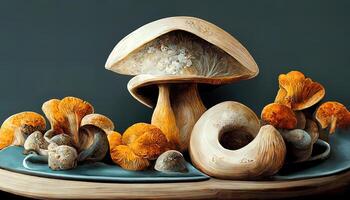 Fresh mushrooms in a bowl. photo