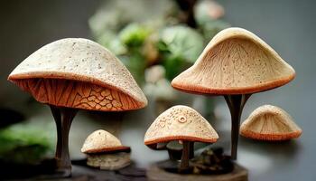 Vertical shot of shaggy ink cap wild mushroom. photo