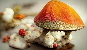 Watercolor mushroom background. photo