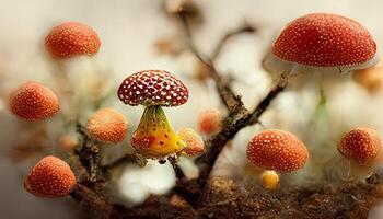 Watercolor mushroom background. photo