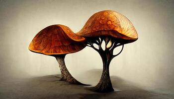 Mushroom shaped tree house in the forest. photo