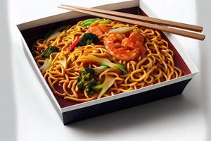 Chinese Chow Mein Food in the plate photo