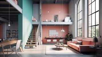 Modern home loft interior background. photo