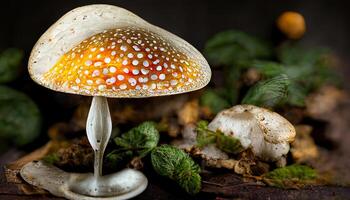 realistic illustration of a mushroom. photo