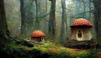 Layout of porcini mushrooms on a white table. photo