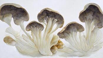 fresh oyster mushrooms on a white background. photo