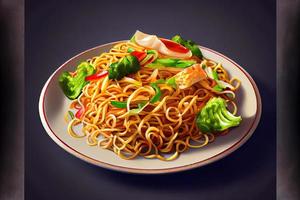 Chinese Chow Mein Food in the plate photo