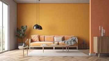 Illustration of modern light apartment with big windows. photo