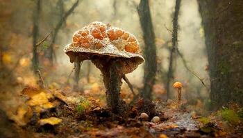 Pretty fantasy mushrooms with bokeh. photo