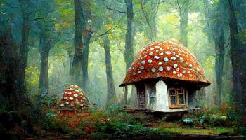 Layout of porcini mushrooms on a white table. photo