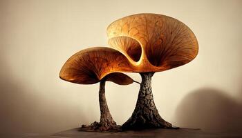 Magic red mushroom, unusual romantic tree. photo