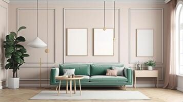 3d render of luxury home living room. photo
