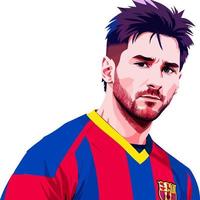 2D vector illustration of portrait Lionel Messi
