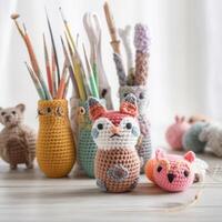 A collection of toys with pencils photo