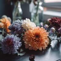 A close up of flower with background photo