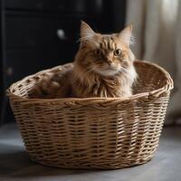 A cat in a basket photo