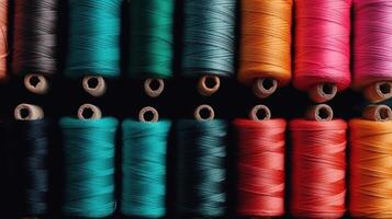 Colorful reels of threads, Image photo