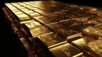 real gold. Golden bars, image photo