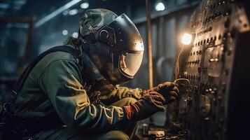 welder on repair facility welding, image photo