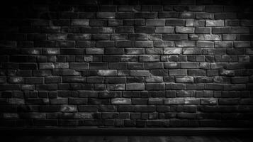 Black brick wall panoramic background, Image photo